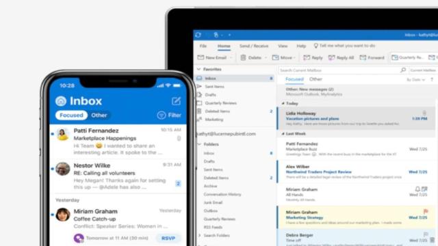 La versión móvil y web de Outlook de Microsof