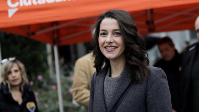 La líder de Cs en Cataluña, Inés Arrimadas, este domingo en Sants