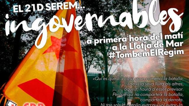 Imagen del cartel amenazante de los CDR contra el Consejo de Ministros de Barcelona el 21 de diciembre / TWITTER