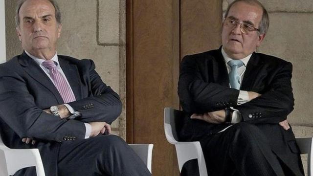 El presidente de Foment del Treball, Joaquim Gay de Montellà (izquierda), y el de Pimec, Josep González (derecha) / EFE