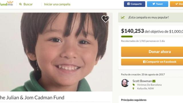 La campaña de 'crowdfunding' destinada a Julian Cadman es la que más dinero lleva recaudado hasta el momento