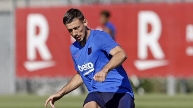 Una foto de Clément Lenglet durante un entrenamiento del Barça / FCB