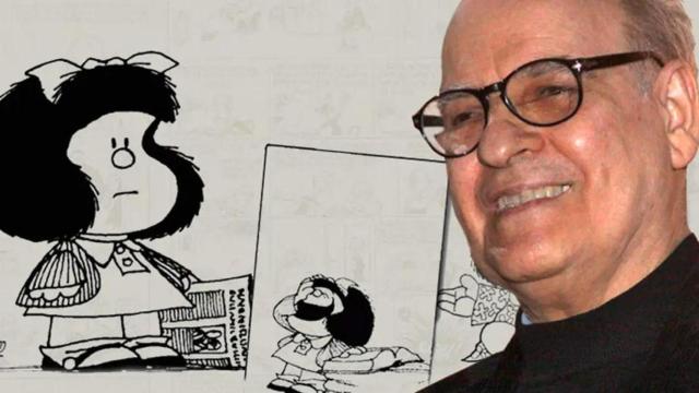 Quino ante varias ilustraciones de Mafalda / FPA-EP