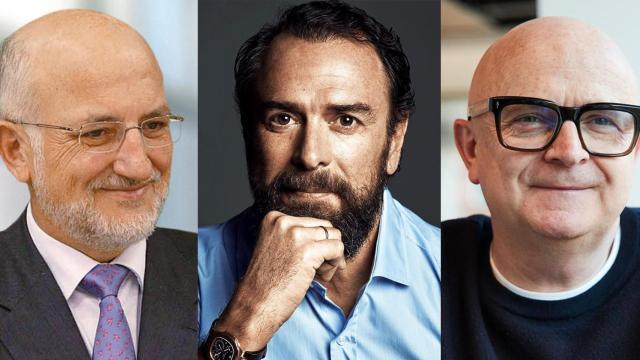 El presidente ejecutivo de Mercadona, Juan Roig (i); el dueño del Grupo Restalia, José María Fernández-Capitán (c); y el director general de Primark, Paul Marchant (d) / FOTOMONTAJE DE CG