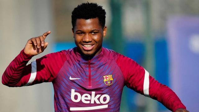 Ansu Fati, durante un entrenamiento del Barça / EFE