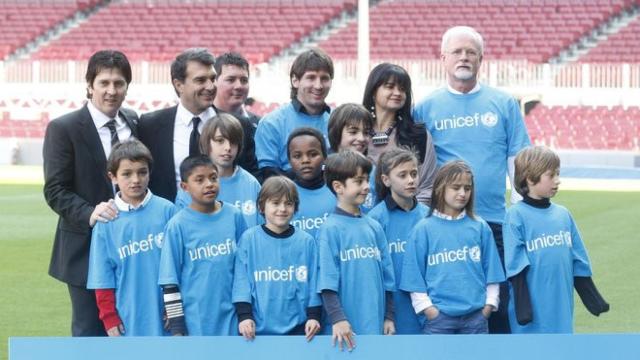 Laporta y Messi en un acto de Unicef / FC Barcelona
