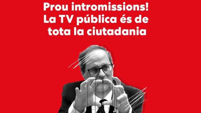 Cartel del PSC en el que se pide a Torra que la Generalitat no se entrometa en TV3 / @socialistes_cat (TWITTER)