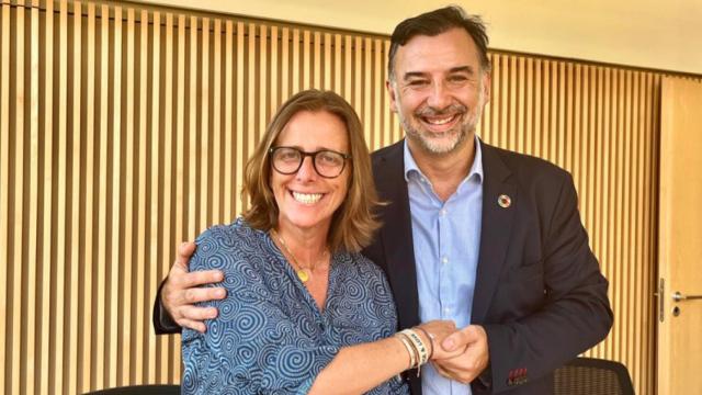 La directora general del BHH, Eva Rosell, junto al director del programa The Collider, de la MWCapital, Oscar Sala / MWC