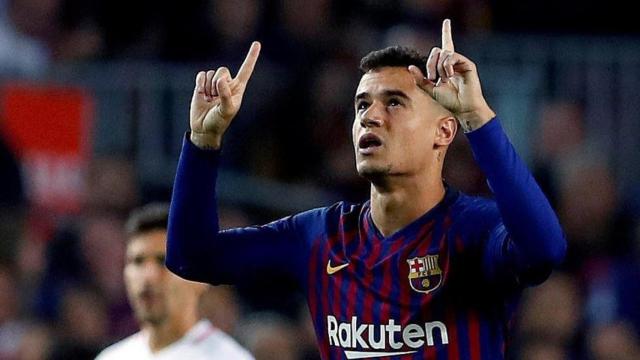 Coutinho celebra un gol con el Barça / EFE