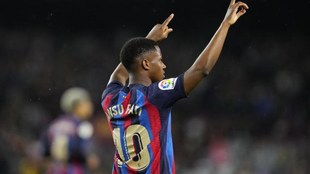 Ansu Fati, celebrando el gol marcado contra el Real Betis / EFE