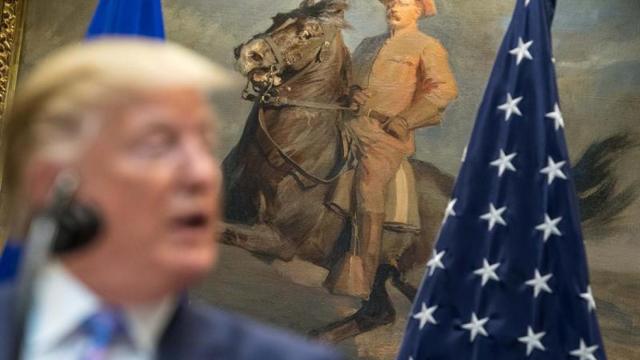 Imagen de Donald Trump, en la sala Roosevelt de la Casa Blanca, cuando anunciaba el acuerdo con Europa sobre vacuno norteamericano / EFE