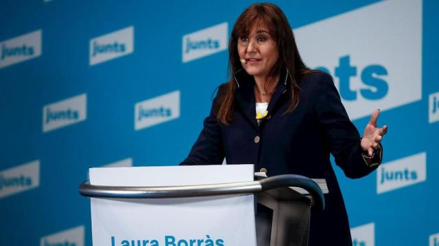 Laura Borràs, candidata de JxCat a la presidencia de la Generalitat, dando un discurso en Barcelona / EFE