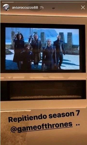 antonella roccuzzo viendo Juego de tronos
