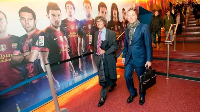 Jaume Carreter junto a su amigo y socio Xavi Gracia en el Camp Nou / REDES