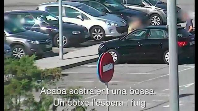 Imagen de los cacos en plena acción en una área de servicio de la autopista AP7 / CG