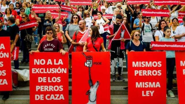 Protesta contra la exclusión de los perros de caza de la ley de protección animal / ANIMA NATURALIS
