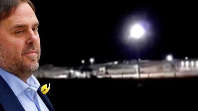 Una imagen de Oriol Junqueras ante la cárcel de Lledoners, donde está preso / FOTOMONTAJE DE CG