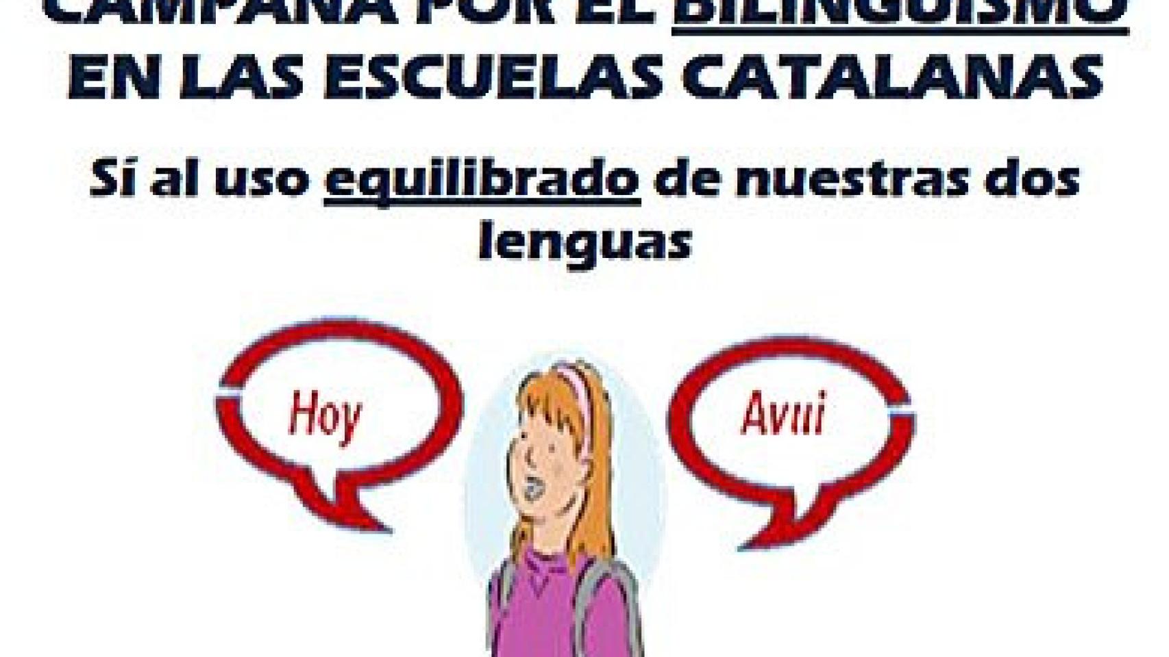 Campaña de Convivencia Cívica Catalana a favor del bilingüismo escolar