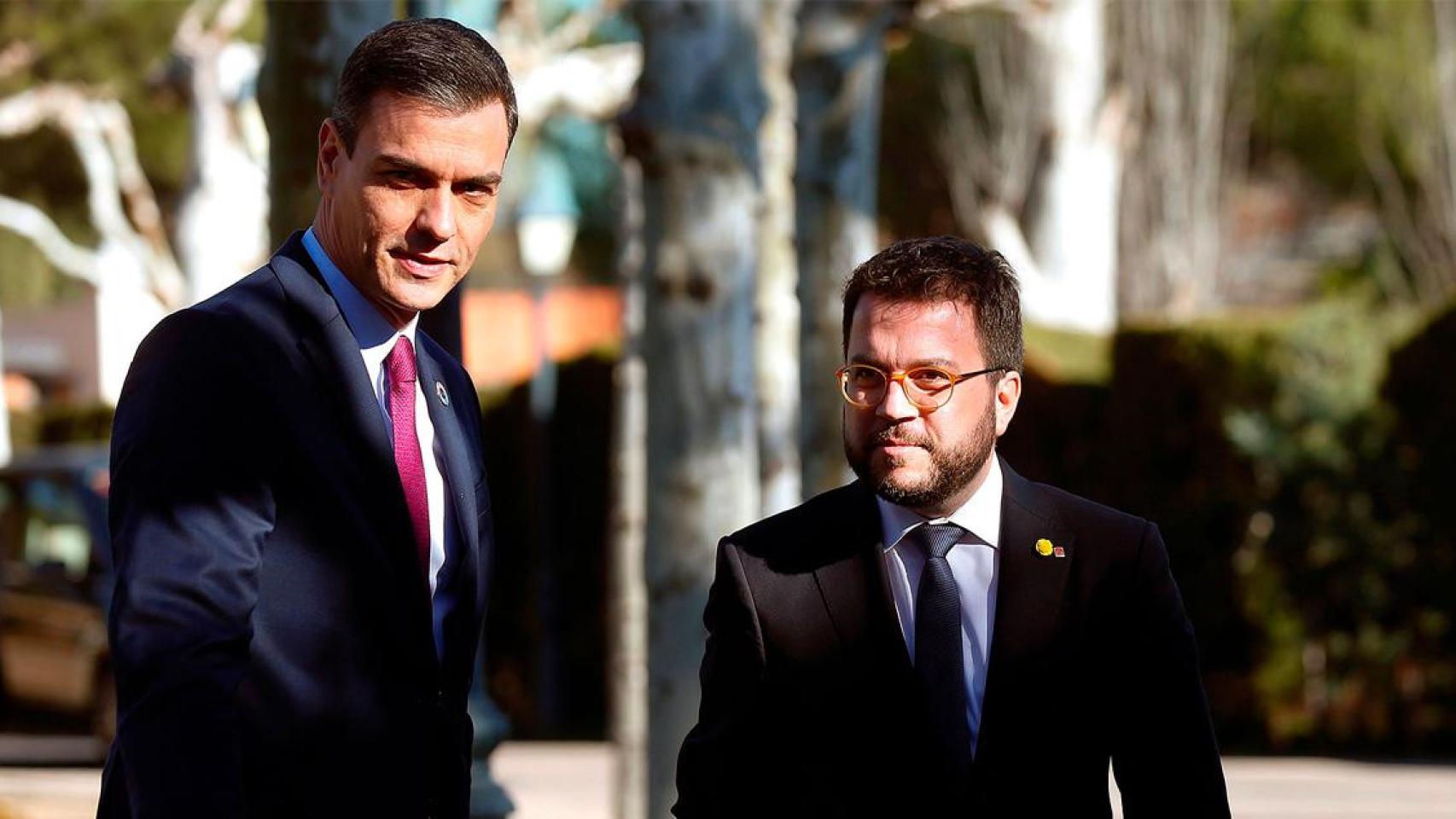 Pere Aragonès y Pedro Sánchez en una visita a la Moncloa / EFE