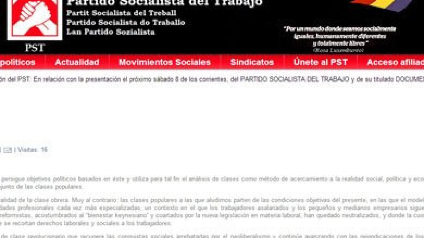 Página web del Partido Socialista del Trabajo