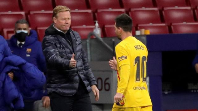 Koeman y Messi en un partido del Barça / EFE
