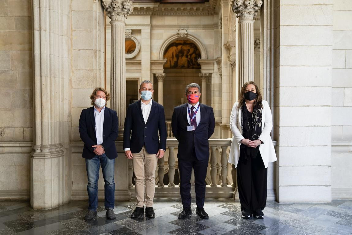 Escudé, Collboni, Laporta y Fort en una reunión en el Ayuntamiento / FC Barcelona