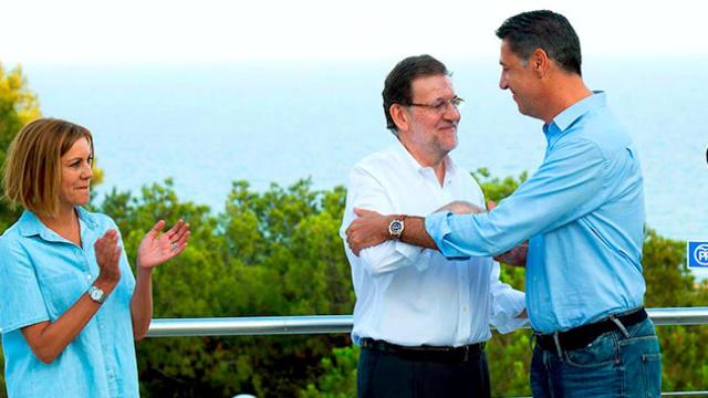 Rajoy presentando al candidato del PPC a las elecciones catalanas, Xavier Garcia Albiol, el verano pasado / CG