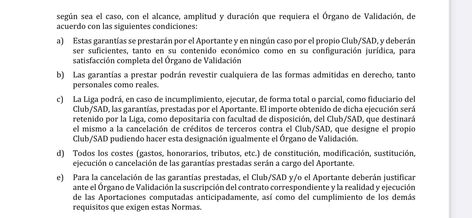 Fragmento del Artículo 92 de la Liga / Redes