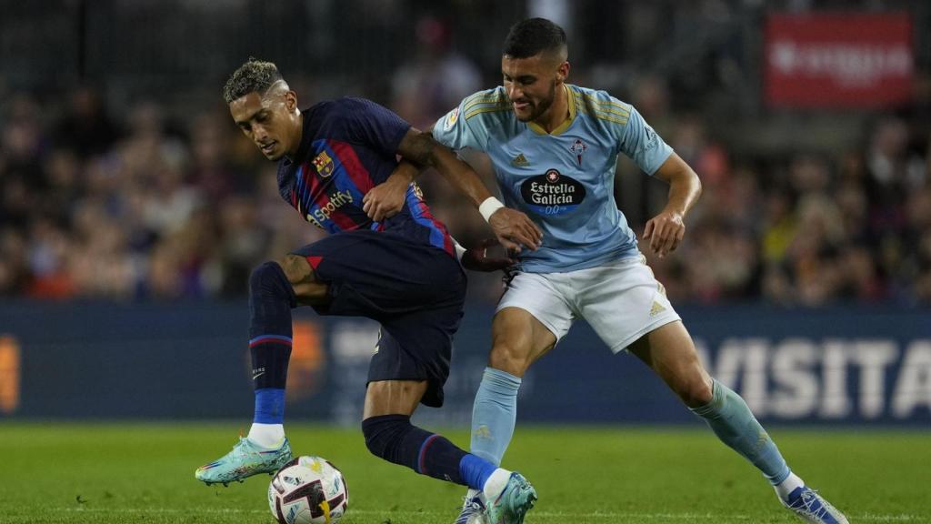 Raphinha durante el Barça-Celta / EFE