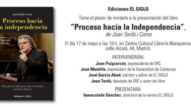 La tarjeta de invitación a la presentación del libro de Joan Tardà / CG