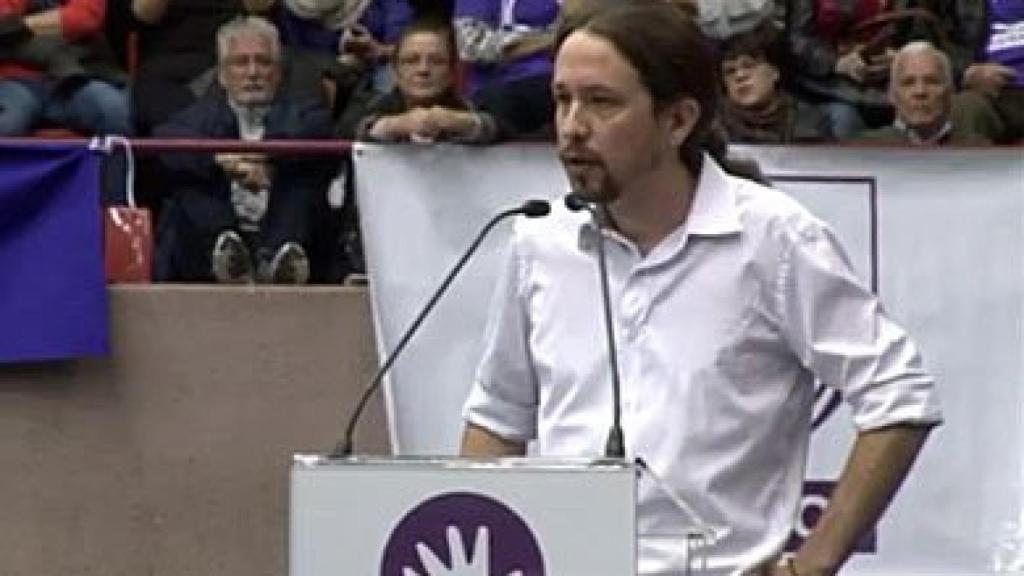 El líder de Podemos, Pablo Iglesias, en un acto en Barcelona
