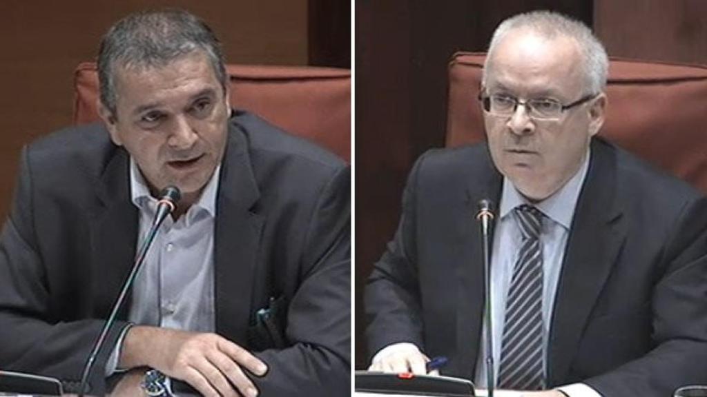 Sallent, a la izquierda, y Duart, director de TV3 y presidente de la CCMA, respectivamente, en un momento de sus comparecencias en la comisión parlamentaria