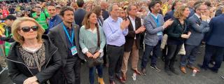 El ya expresidente Torra y miembros del Govern independentista, en el mitin de Carles Puigdemont en Perpiñán dos semanas antes del primer estado de alarma, cuando en Cataluña ya se había confirmado algún caso de coronavirus / GOVERN (TWITTER)