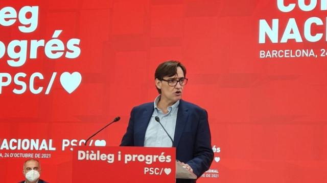 El líder del PSC en el Parlament, Salvador Illa, en el Consejo Nacional del partido / EP