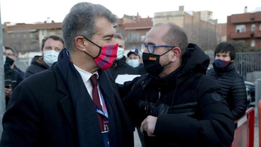Joan Laporta, junto a Jordi Farré durante la campaña | EFE