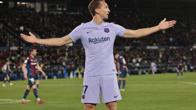 Luuk de Jong, celebrando el gol marcado contra el Levante / EFE