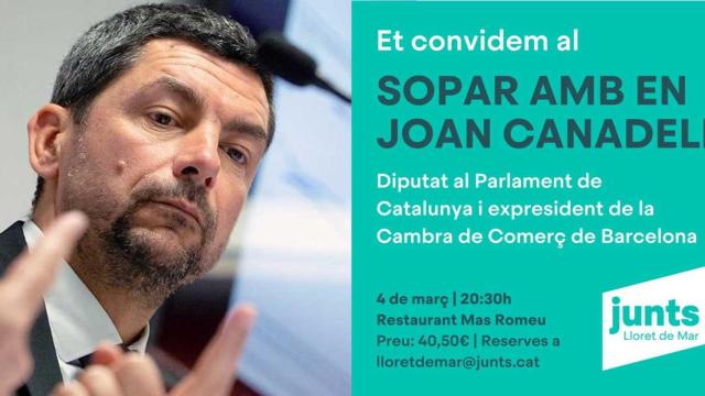 Junts Lloret de Mar organiza una cena con Joan Canadell para el 4 de marzo