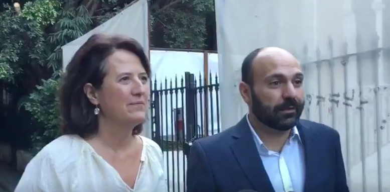 La presidenta de la ANC, Elisenda Paluzie y el portavoz de Òmnium, Marcel Mauri