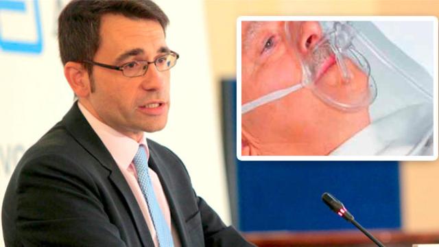 David Elvira (d), director del CatSalut, y un paciente de oxigenoterapia / FOTOMONTAJE DE CG