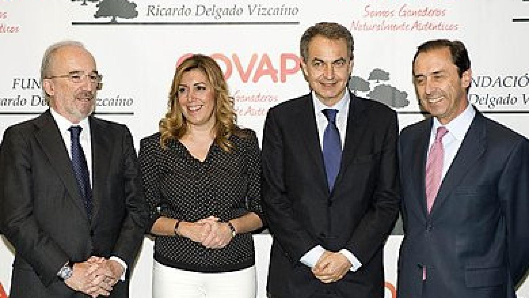Zapatero, acompañado de Muñoz Machado, Díaz y el presidente de Covap, organización de quien depende la Fundación Ricardo Delgado Vizcaíno