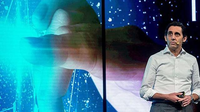 El presidente de Telefónica, José María Álvarez-Pallete, durante la presentación en el marco del Mobile World Congress / EFE