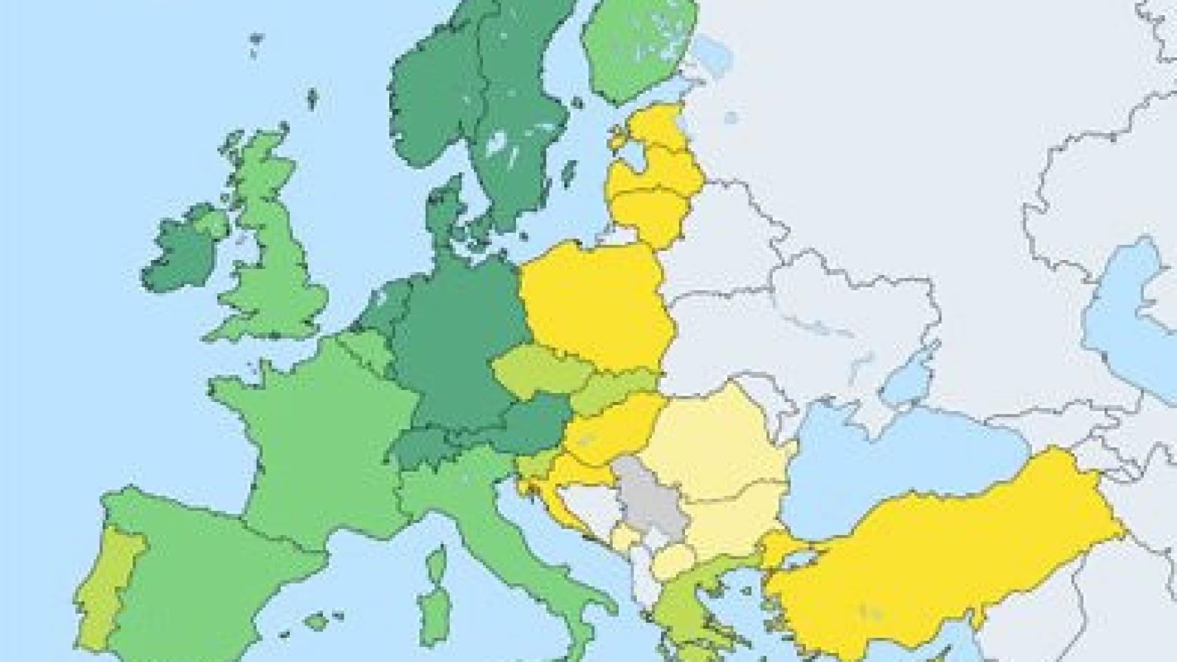 PIB per cápita relativo respecto a la media europea