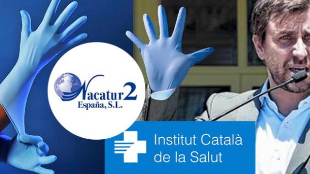 Montaje con la imagen del consejero Toni Comín y la empresa que reclama contra el concurso de artículos hospitalarios / CG