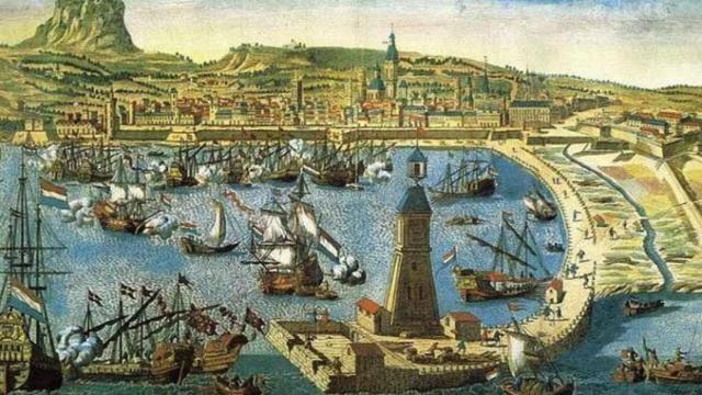 Pintura sobre el asedio de Barcelona en 1714, durante la Guerra de Sucesión