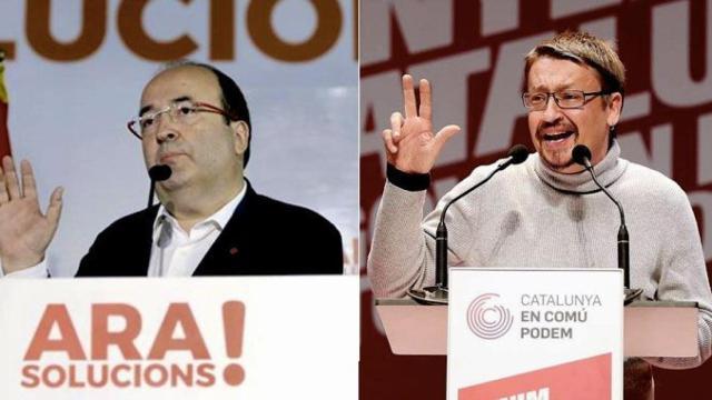 El primer secretario del PSC Miquel Iceta (i) y el líder de los comunes Xavier Domenech (d) en la campaña del 21D / CG