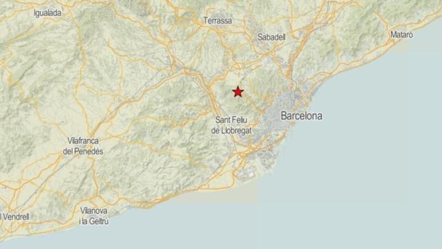 Zona epicentral del terremoto de magnitud 2,5 en el Baix Llobregat (Barcelona) - ICGC