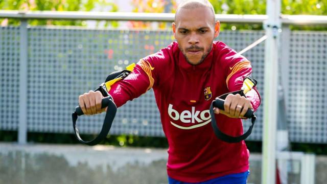 Martin Braithwaite, en un entrenamiento | FCB