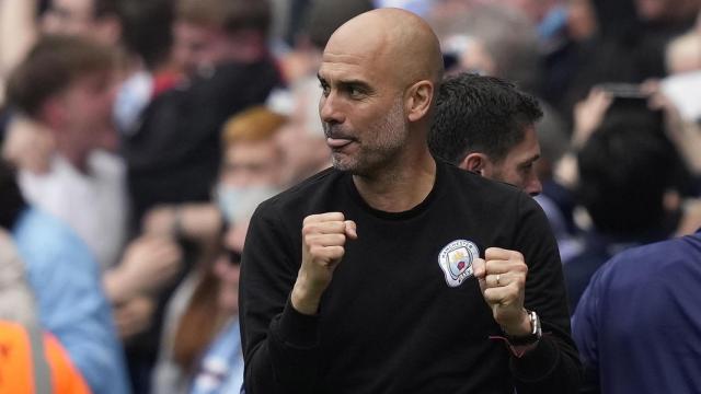 Pep Guardiola, durante el Manchester City-Aston Villa de la pasada temporada / REDES