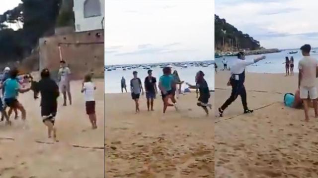 Secuencia de la agresión con un casco de moto en Llafranc (Girona) el fin de semana / CG