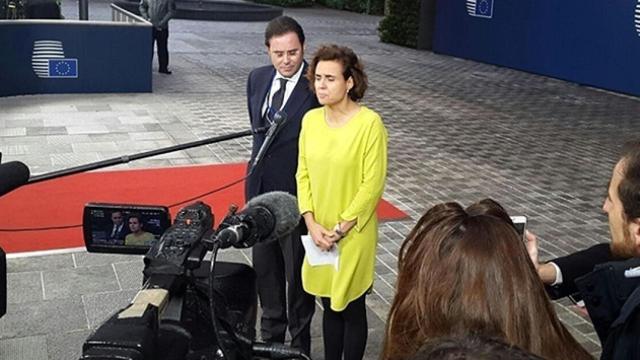 La ministra de Sanidad, Dolors Montserrat, en Bruselas, donde esta tarde se conocerá el destino de la Agencia Europea del Medicamento (EMA) / EP